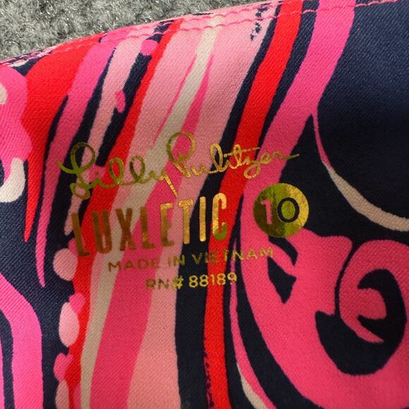 Lilly Pulitzer Luxletic Pants Womens 10 Pink Paisley Floral Stretch Leggings - Picture 8 of 9